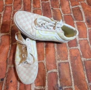 Vans Off the Wall Missy Checked Pink & Yellow Sneakers Kids Size 6 Normal Wear